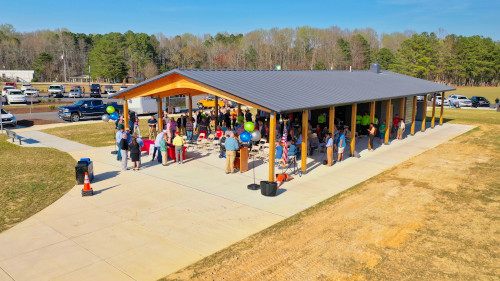 Groundbreaking event at picnic shelter at Archer Lodge Town Park