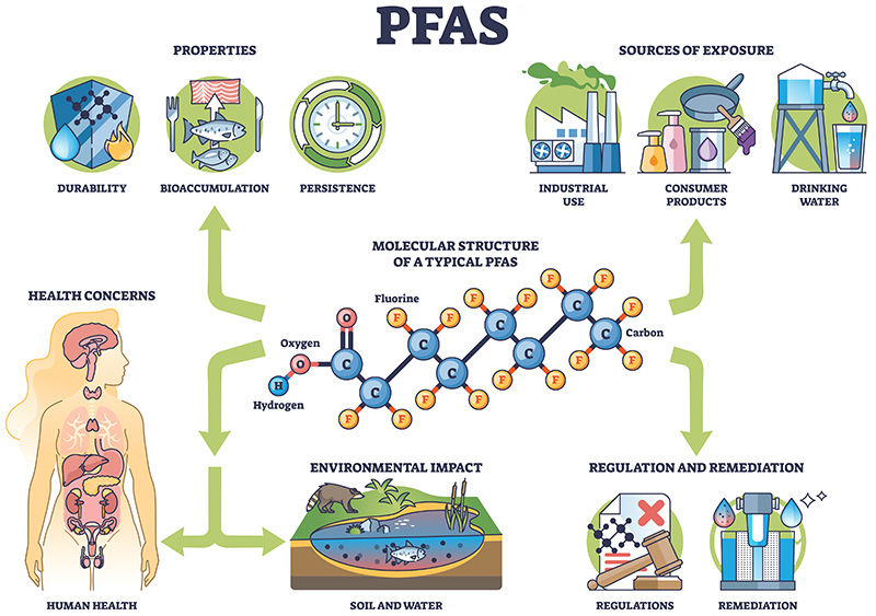 Visual depiction of sources of PFAS