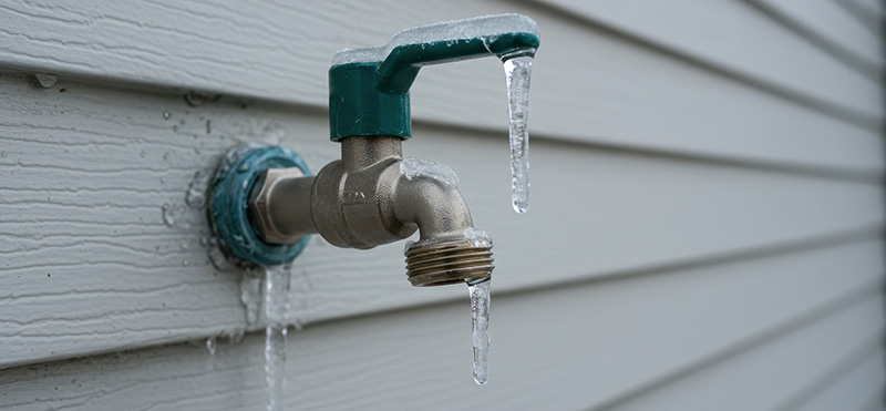 Photo of a frozen outdoor faucet